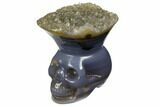 Polished Agate Skull with Quartz Crown #149544-1